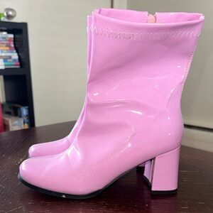 Nasty Gal Glossy Pink Ankle Boots